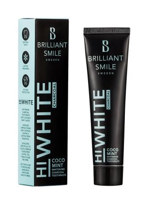 Brilliant Smile Charcoal Black &amp; Coco Mint – Mod pletter fra kaffe, te, rødvin, snus og cigaretter